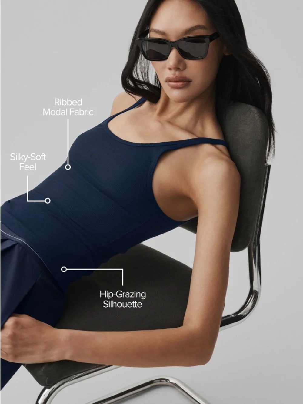 ALO Ribbed Adore Tank - Navy